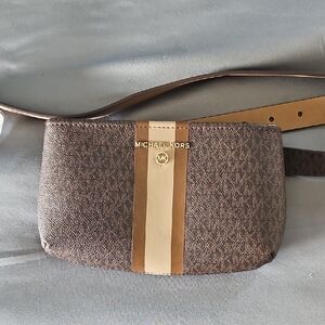 Michael Kors Brown and Gold Belt Bag